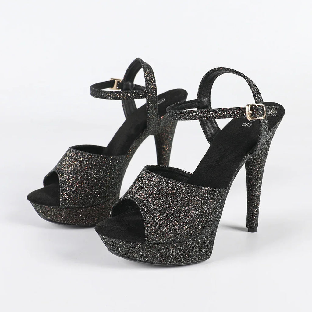 The Stardust Velvet Siren Stiletto – Luxury 13cm Platform Sandal