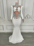 Rhinestone Floral Embroidered Mermaid Gala Gown & Trailing Evening Dress