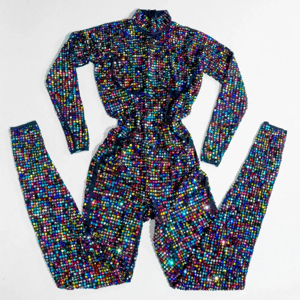 Sparkly Rhinestone Luxury Jumpsuit & Stage Performance Costume