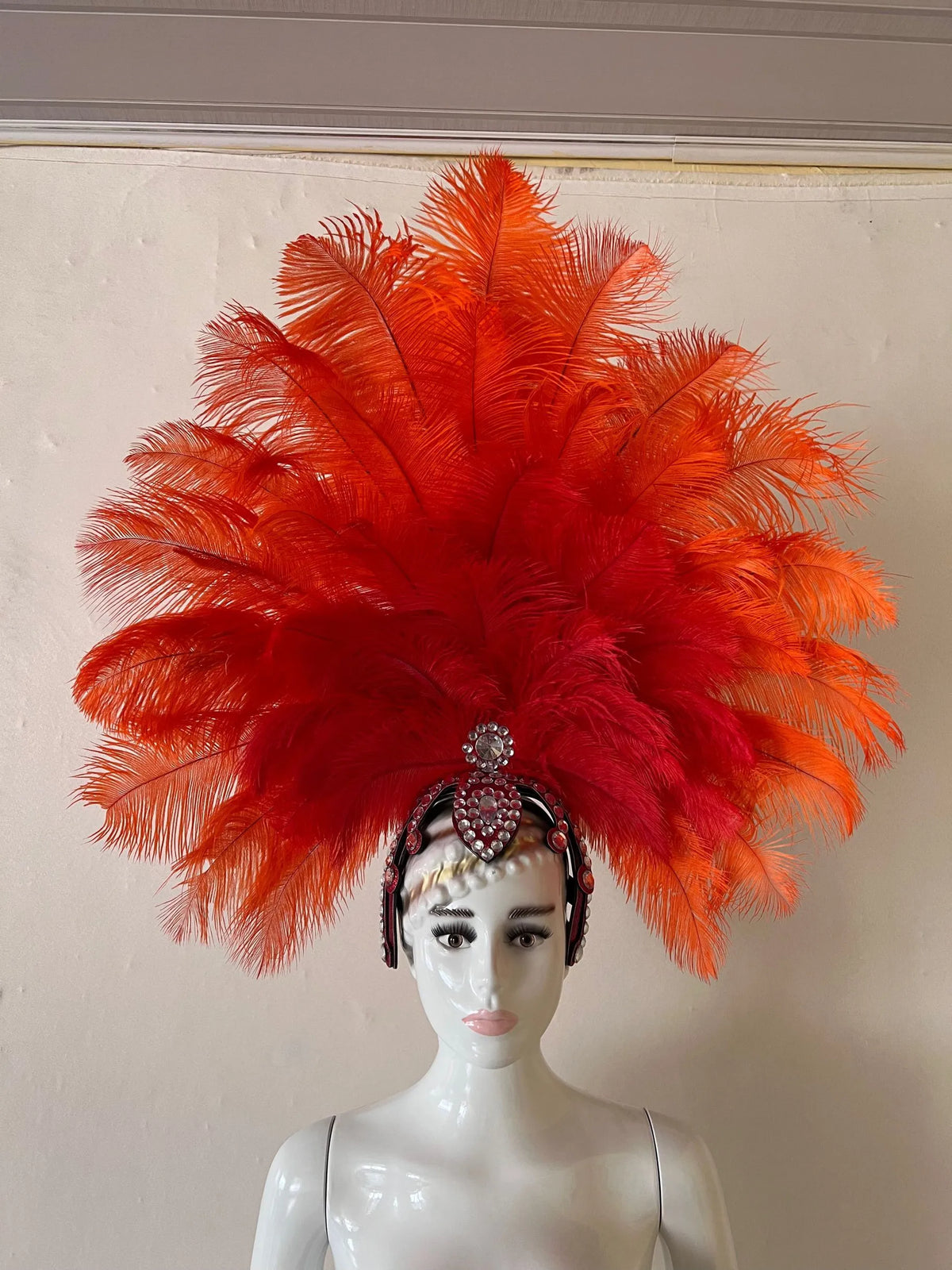 The Stardust Dionysia – Elegant Faux Fur & Rhinestone Samba Carnival Headdress