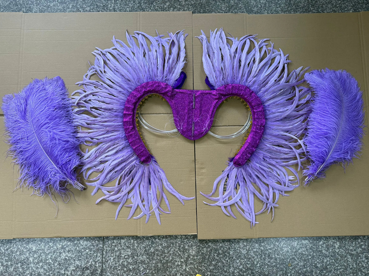 Two-Tone Feather Wing Backpiece Stage Costume Accessory