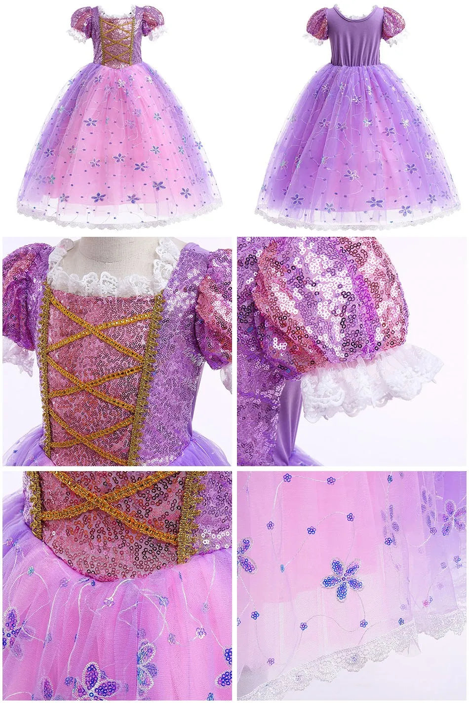 Kids Princess Costume Dress for Girls Cosplay Parties