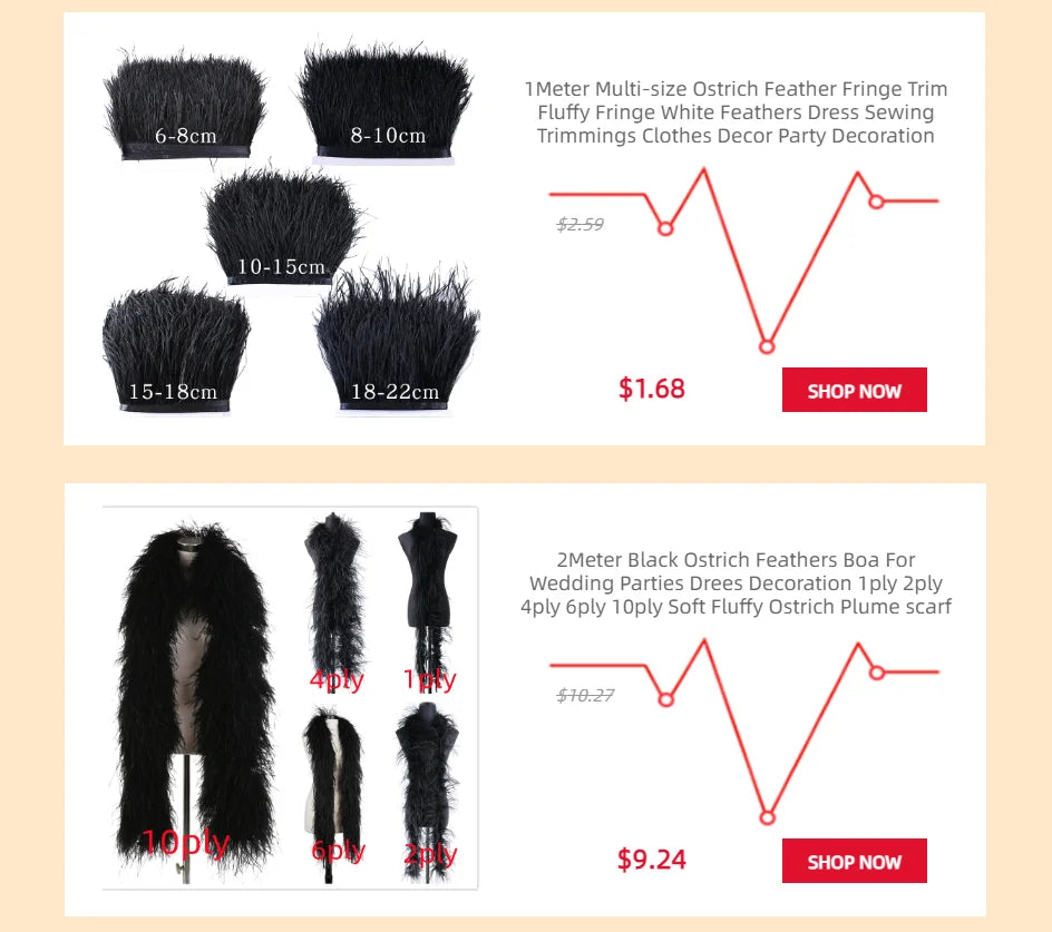 Fluffy Marabou Turkey Feather Boa (2 Meters)