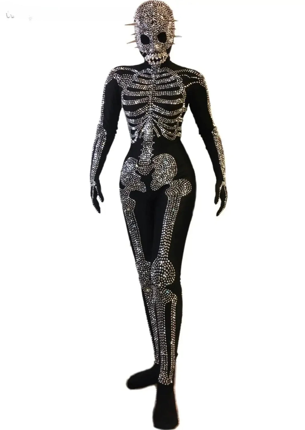 The Stardust Midnight Macabre – Rhinestone Skeleton Performance Bodysuit