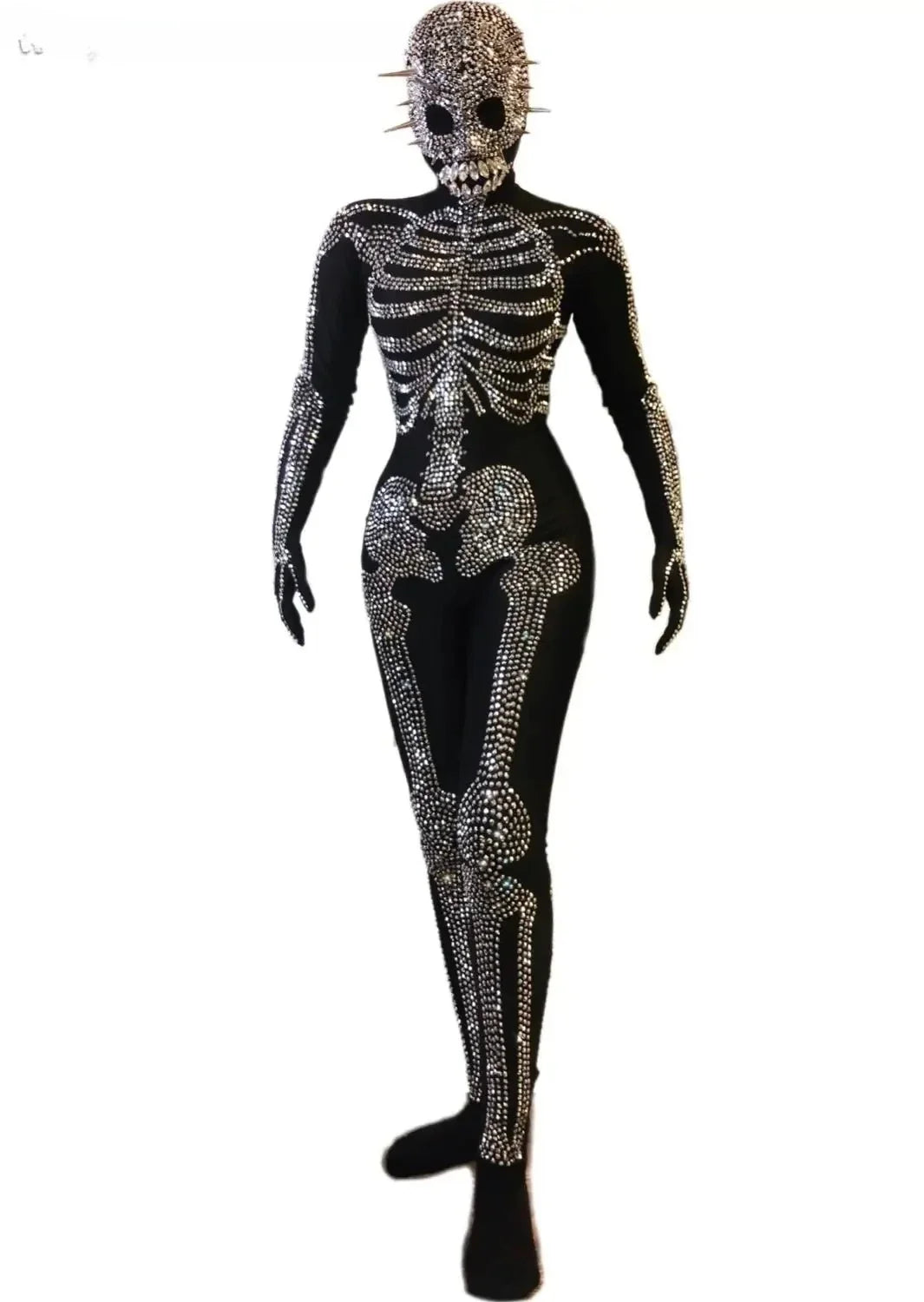 The Stardust Midnight Macabre – Rhinestone Skeleton Performance Bodysuit