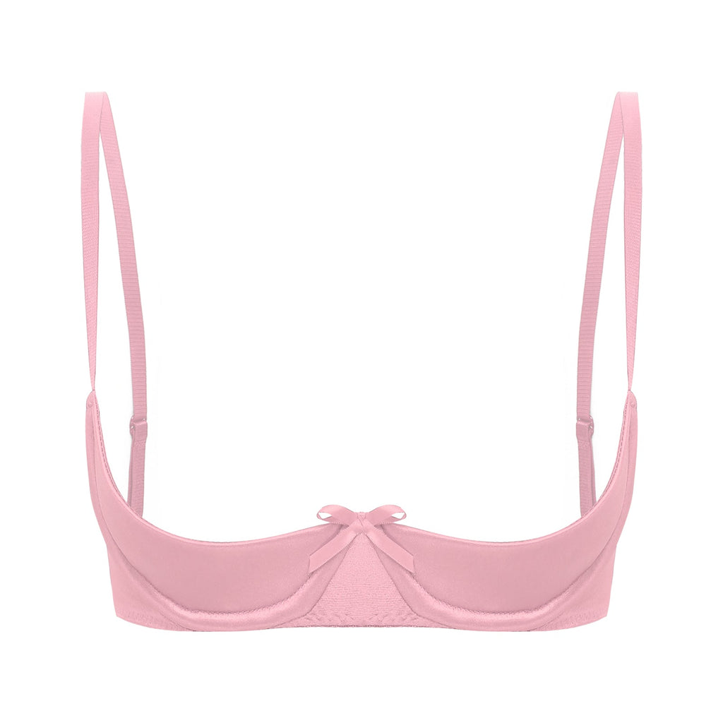 Satin Underwire Half-Cup Push-Up Bra