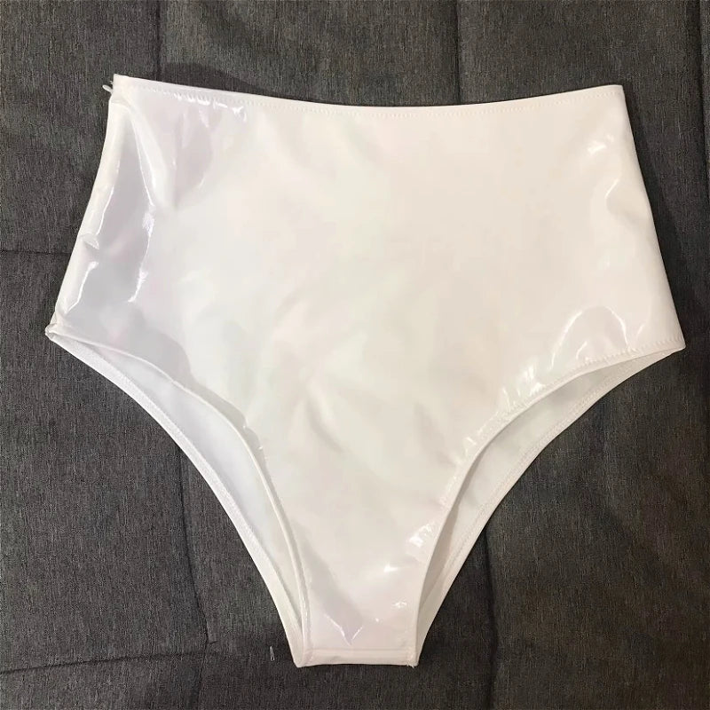 The Stardust Spotlight High-Waist Shorts – Glossy Patent Leather Showgirl Hot Pants