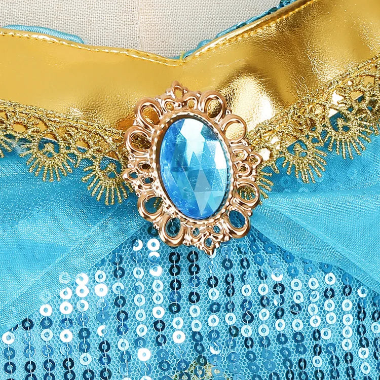 Kids Jasmine Princess Costume Dress – Aladdin Magic Lamp Outfit
