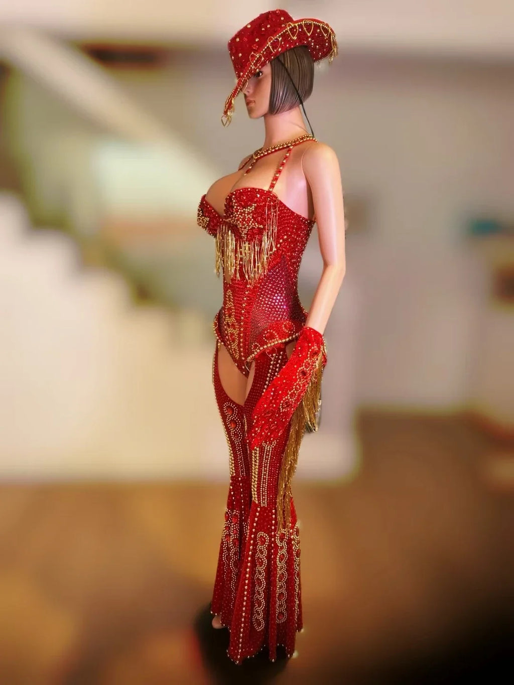 The Stardust Showstopper 4-Piece Rhinestone Ensemble – Luxury Stage Bodysuit & Jumpsuit Set