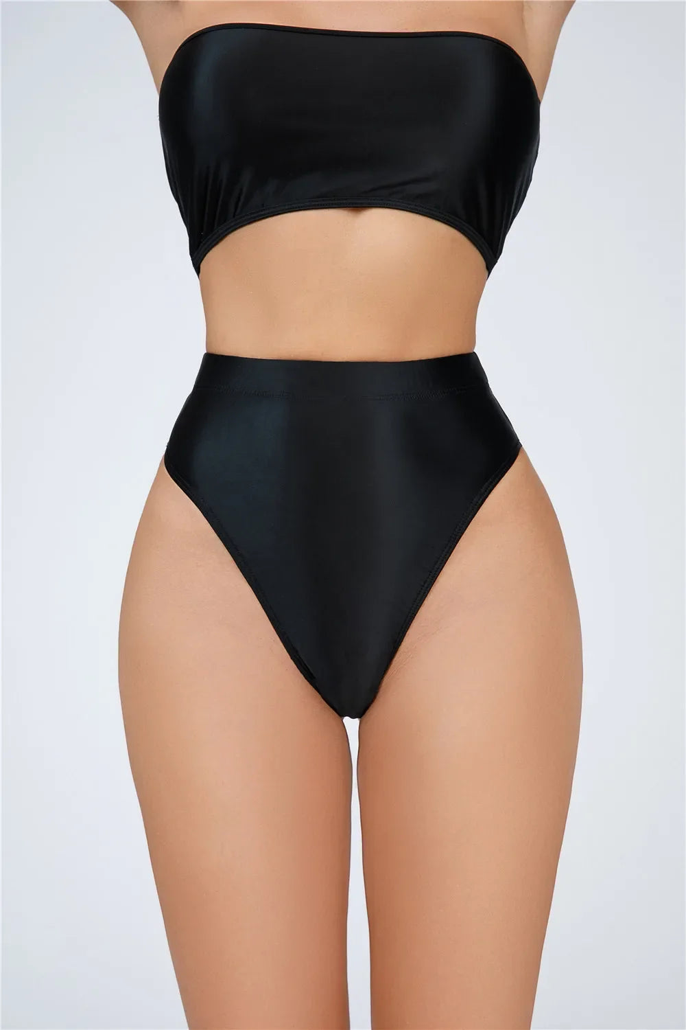 High-Waist Oil Glossy Sheer G-String Thong Satin Smooth Seamless Briefs