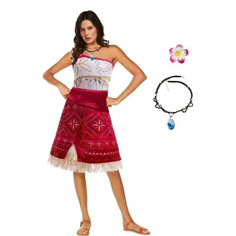 Women Moana Cosplay Costume – Ocean Princess Tassel Skirt Outfit