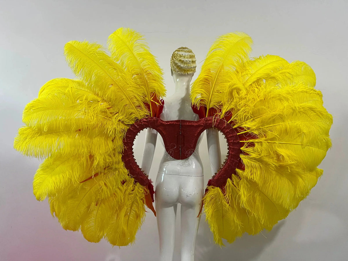 Two-Tone Feather Wing Backpiece Stage Costume Accessory