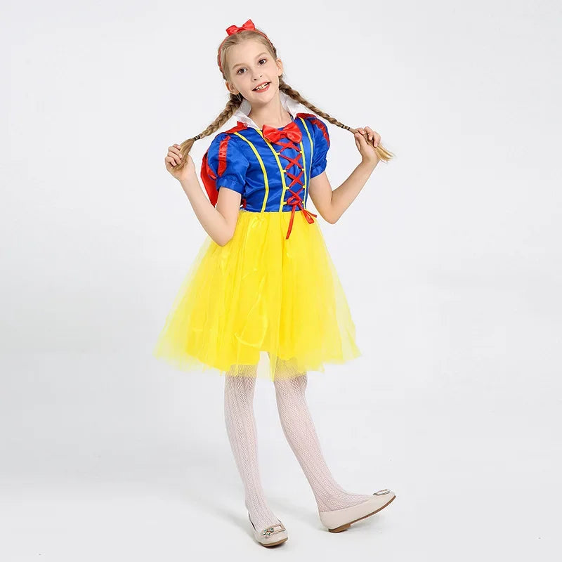 Kids Snow White Princess Costume Dress with Cape