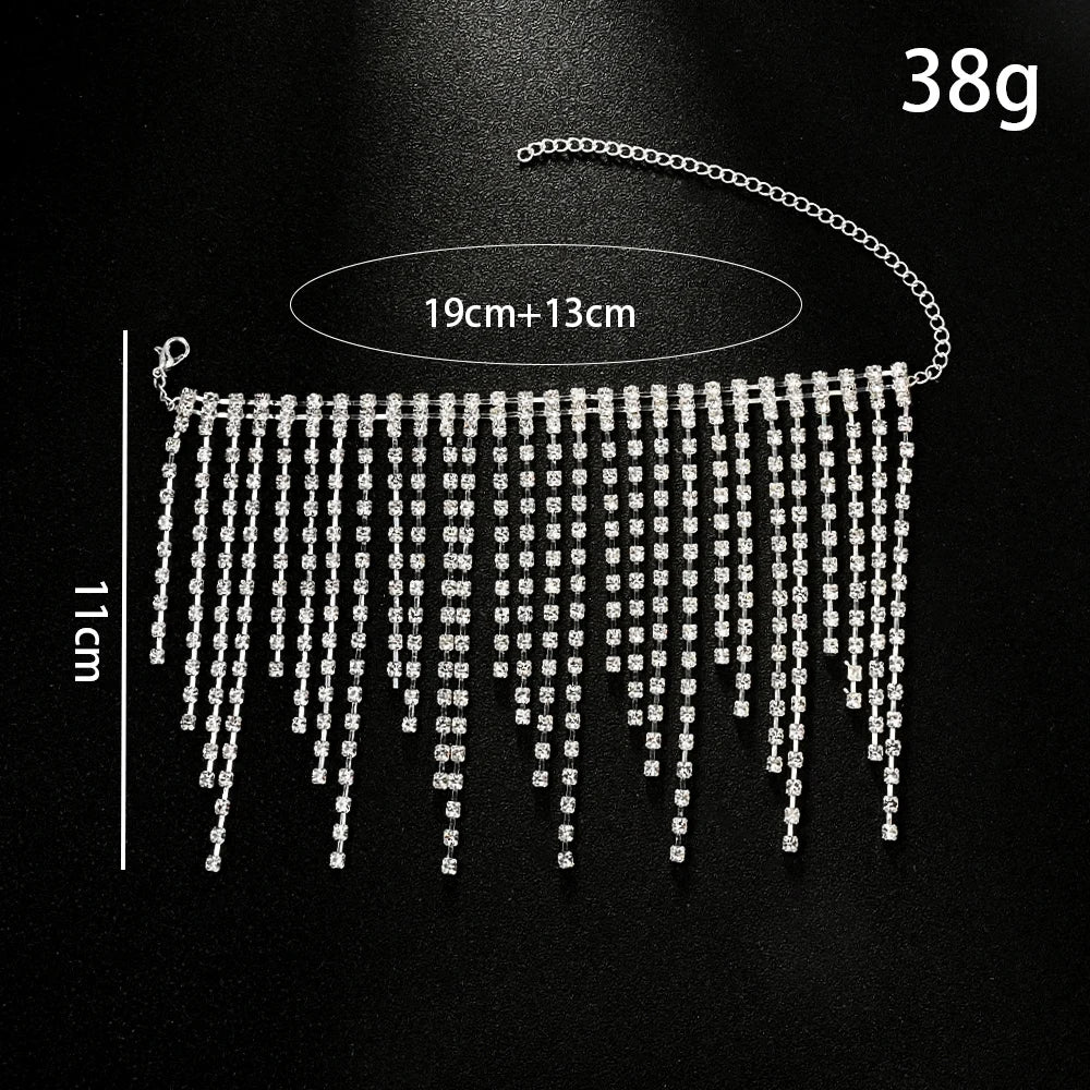 Rhinestone Fringe Tassel Ankle Chains