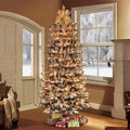 Slim Flocked Fraser 9' Green/White Fir Artificial Christmas Tree with 800 Clear/White Lights
