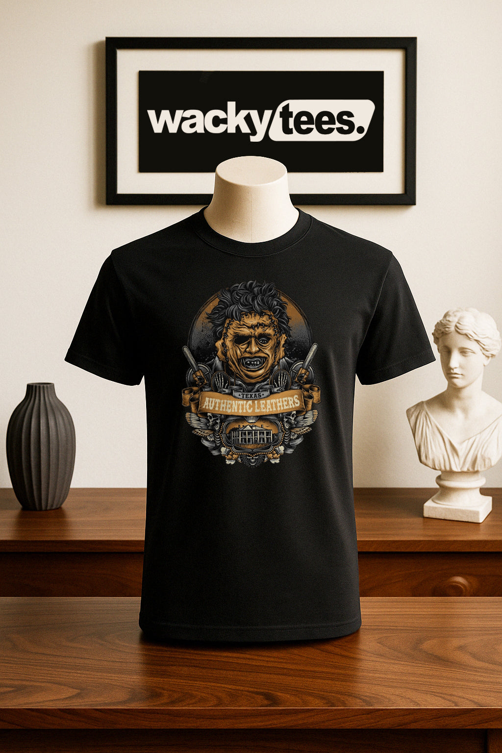 Texas Authentic Leathers Leatherface Horror Terror Halloween Graphic Tee Shirt