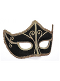 Forum Novelties Venetian Black & Gold Velvet Mardi Gras Mask