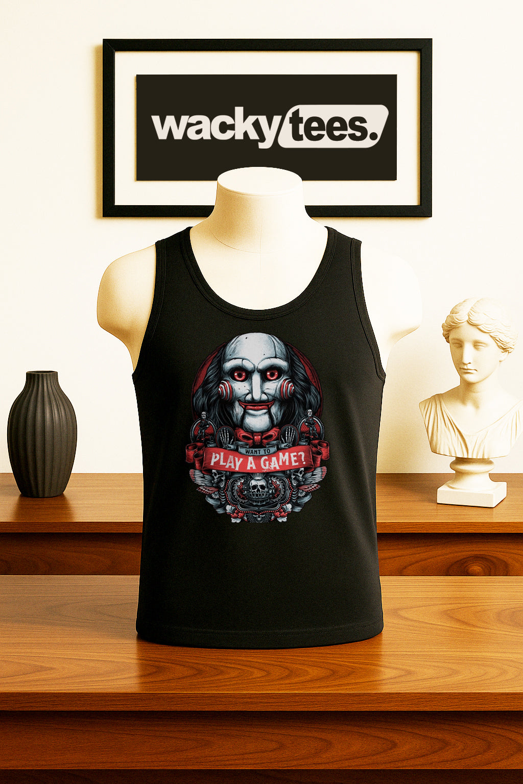 Want To Play A Game Jigsaw Saw Horror Terror Halloween Graphic Tee Shirt