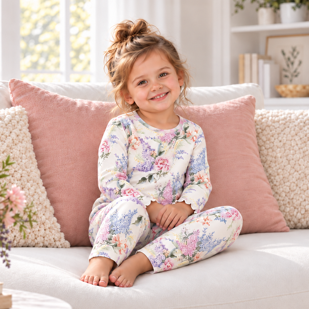Dream Blossom Floral Bamboo Girls Pajama Set