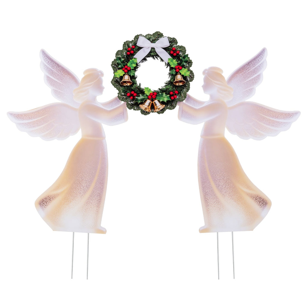 Christmas Angel Decoration Set with Wreath - Pink Gradient