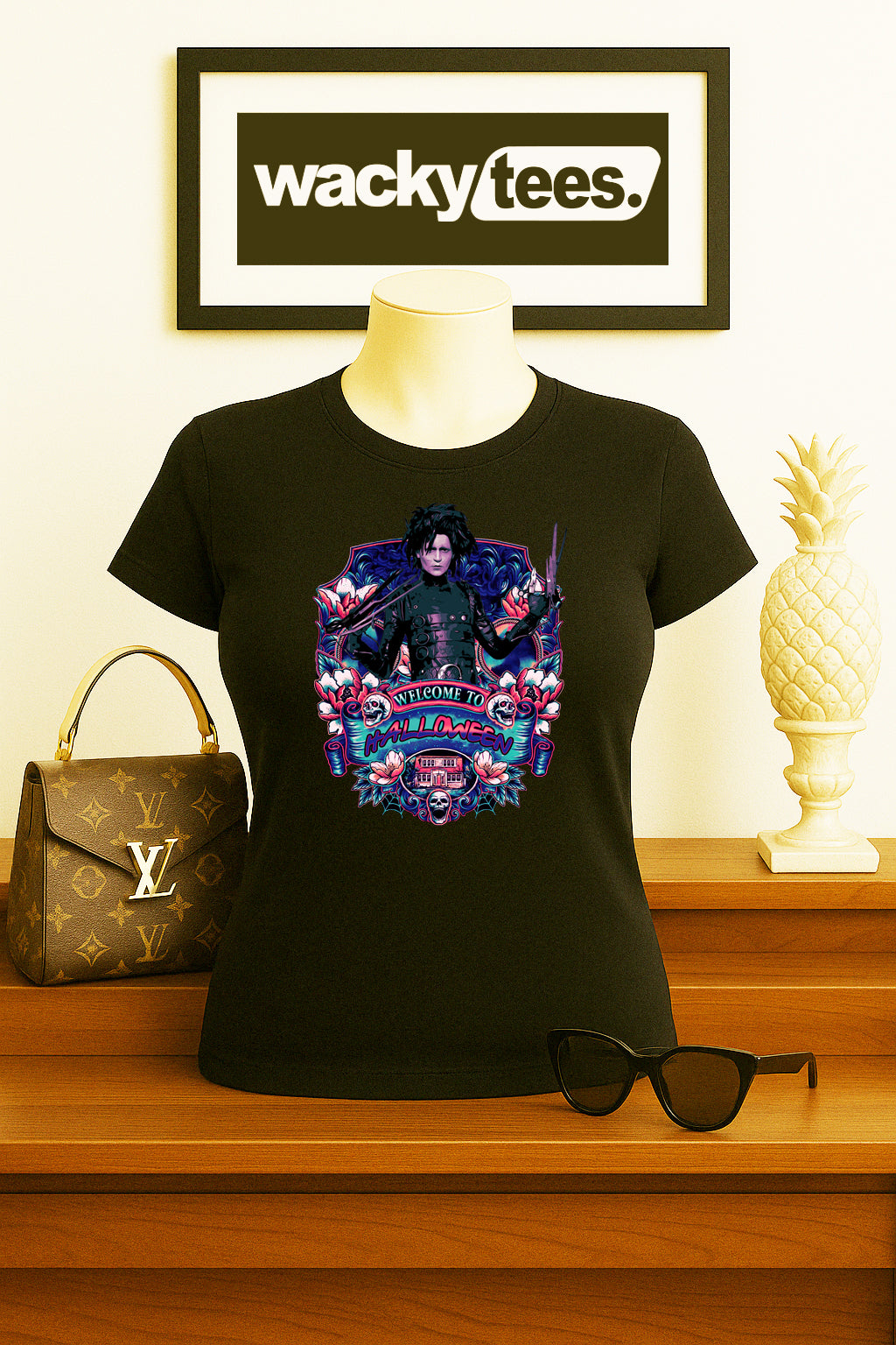 Welcome to Halloween Edward Scissorhands Horror Terror Halloween Graphic Tee Shirt