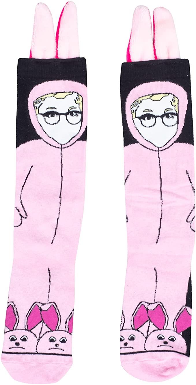 A Christmas Story Movie Ralphie Pink Bunny Socks 3D Ears Holiday Gift
