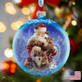 Santa Little Friends Glass Ornament by D. Gelsinger - Christmas Santa Snowman Decor - 71112-9914
