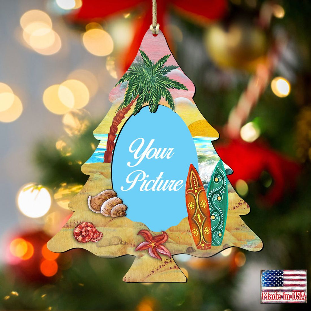 Coastal Christmas Tree Picture Frame Ornaments - Ornament for Photo - Coastal Holiday Decor - 8119186-3PF