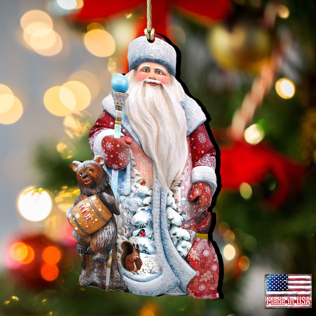Honey Bear Christmas Wooden Ornaments by G. DeBrekht - Christmas Santa Snowman Decor - 8128811