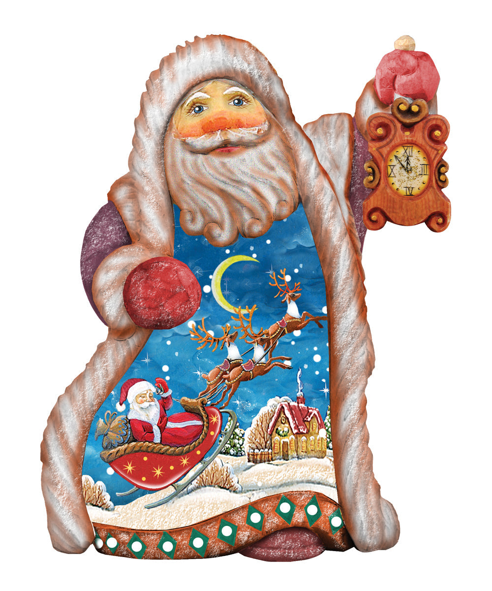 Santa Sleigh Ride Sculpted Hand-Painted Christmas Figurine by G. DeBrekht - Christmas Santa Snowman Decor - 661521