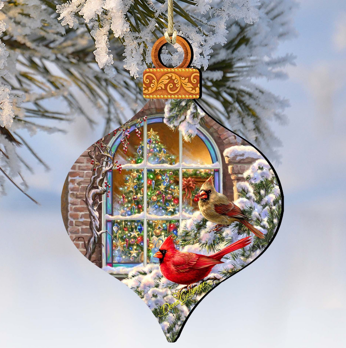 Winter House Cardinals Wooden Ornaments by Gelsinger - Christmas Decor - 8031110-1318