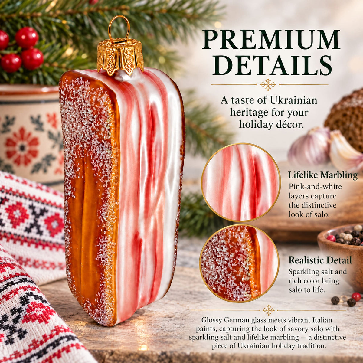 Ukrainian Salo Glass Christmas Ornament