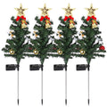 4Packs Solar Christmas Tree Lights Xmas Garden Decorations Tree Stake Lamp 20LEDs Solar Decor Light with Constant and Flashing Mode for Pathway Yard P