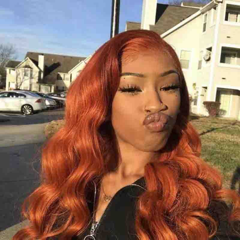 European & American Dark Orange Smooth Hair Wig