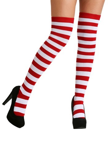 Red and White Striped Costume Socks