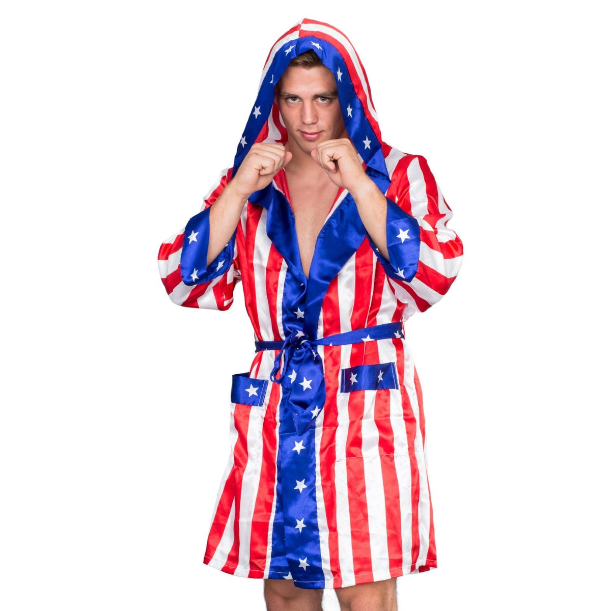 Adult Satin American Flag Robe Movie Boxer Halloween Cosplay Costume Replica Robe