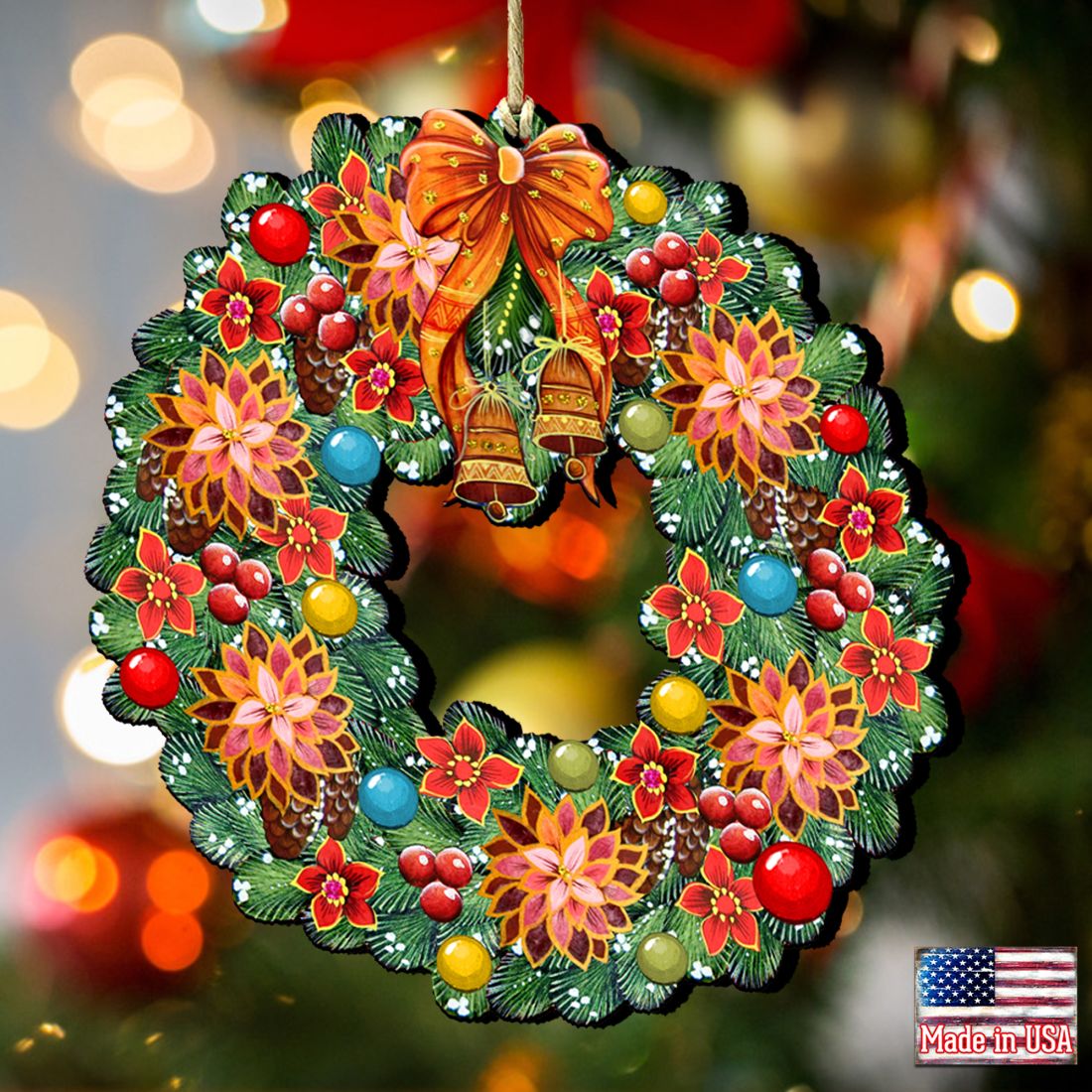 Christmas Wreath Wooden Ornaments by G. DeBrekht - Christmas Decor - 8185307