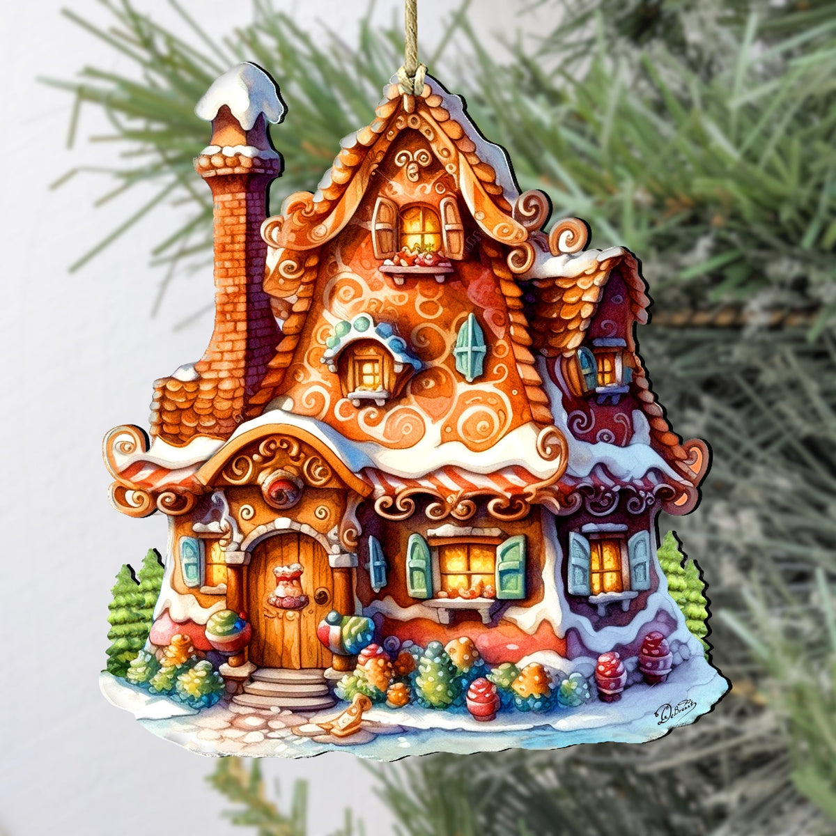 Fairy Tale Houses Wooden Ornaments Set of 3 by G. Debrekht - Christmas Decor - 8100191S3
