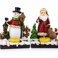 Set of 2 Santa and Snowman Tealight Candle Holders Resin Tabletop Decor