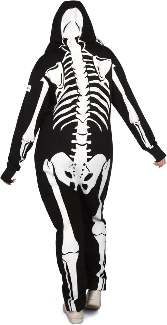 Tipsy Elves Halloween Skeleton Costume for Women - Comfy Easy Adult Onesie Jumpsuit - Front and Back Print with Zip Up Mask