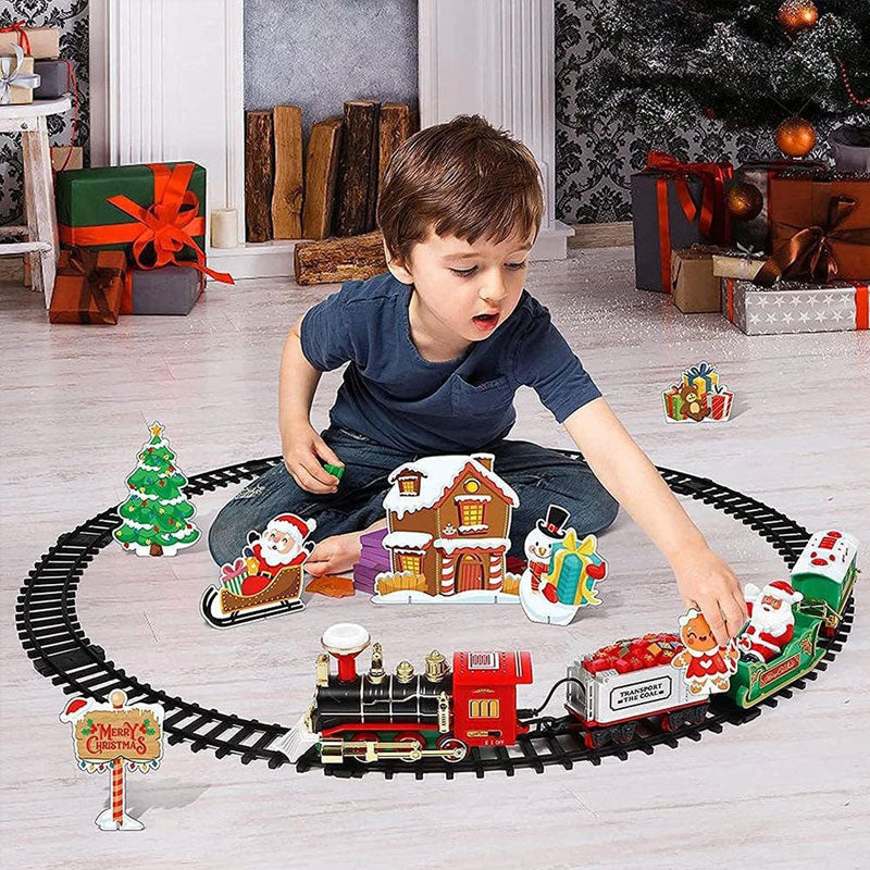 2025 Christmas Train & Tree Decor Set - Track Train with Music, Santa Theme, Kids Gift