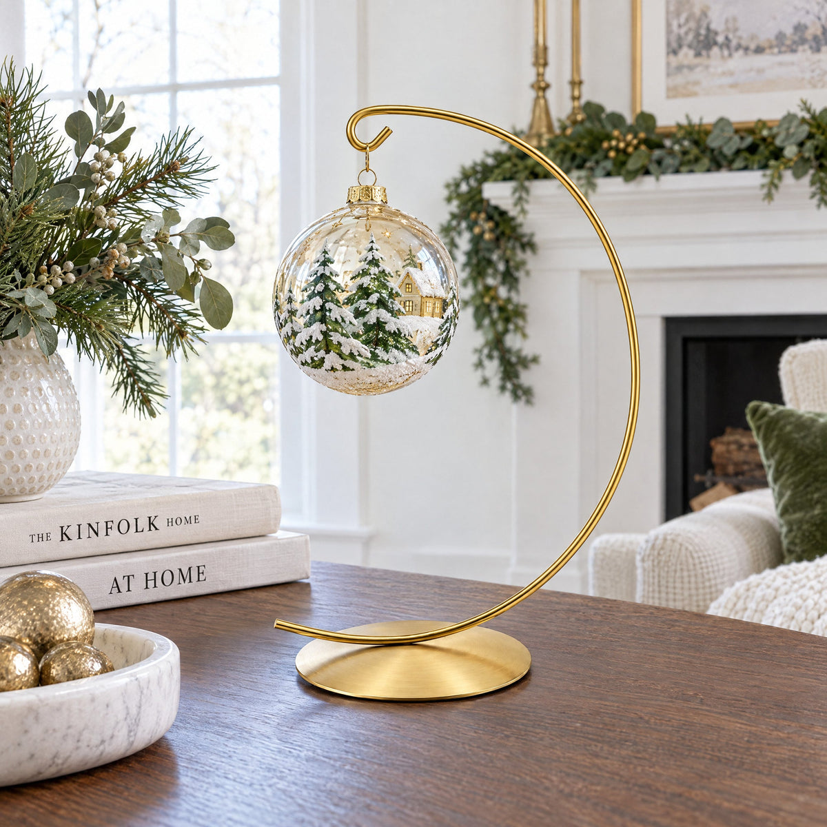 Solid Round Base Gold Metal Ornament Display Stand 7.8 Inches