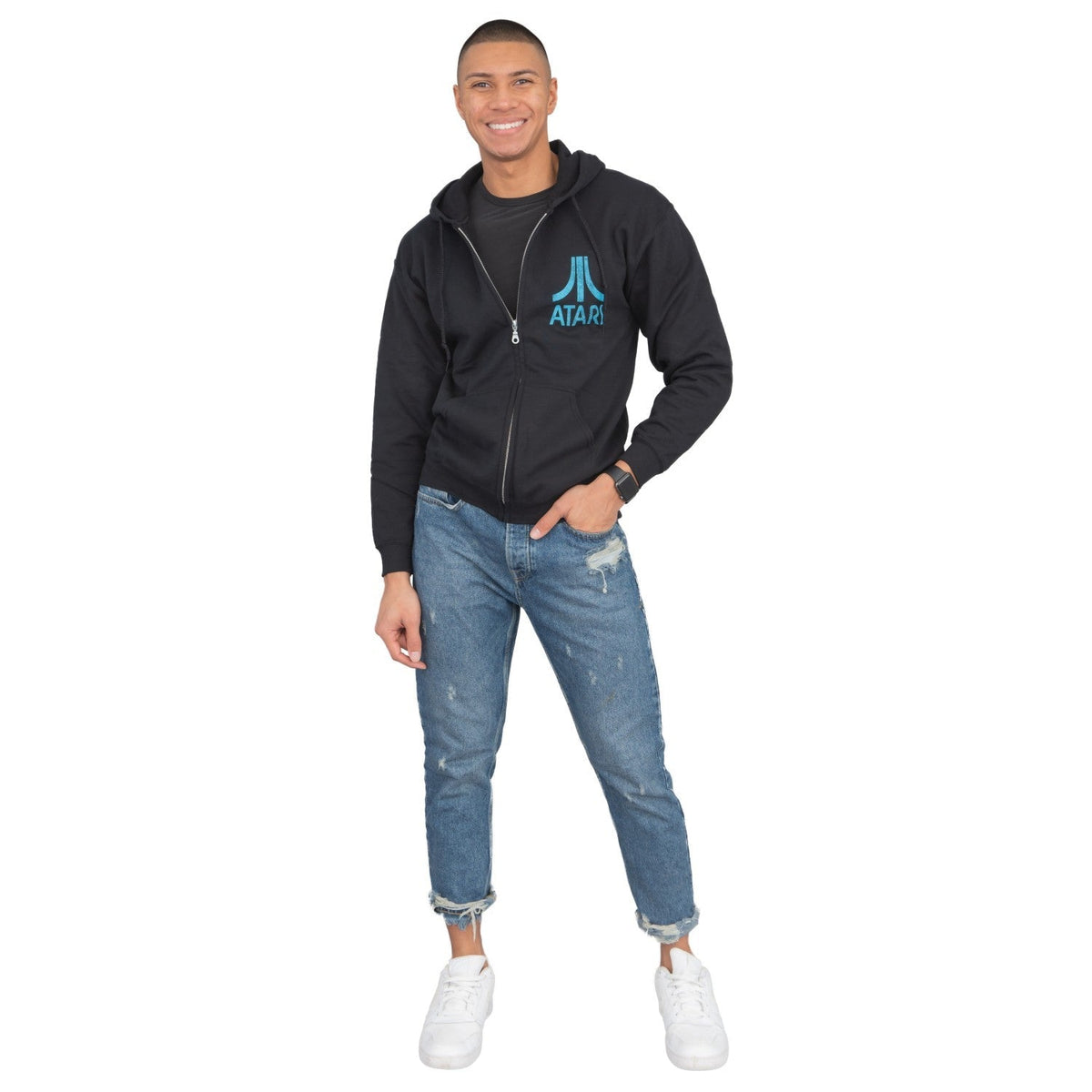 Atari Adult Unisex Back & Chest Square Logo Zip Up Hoodie