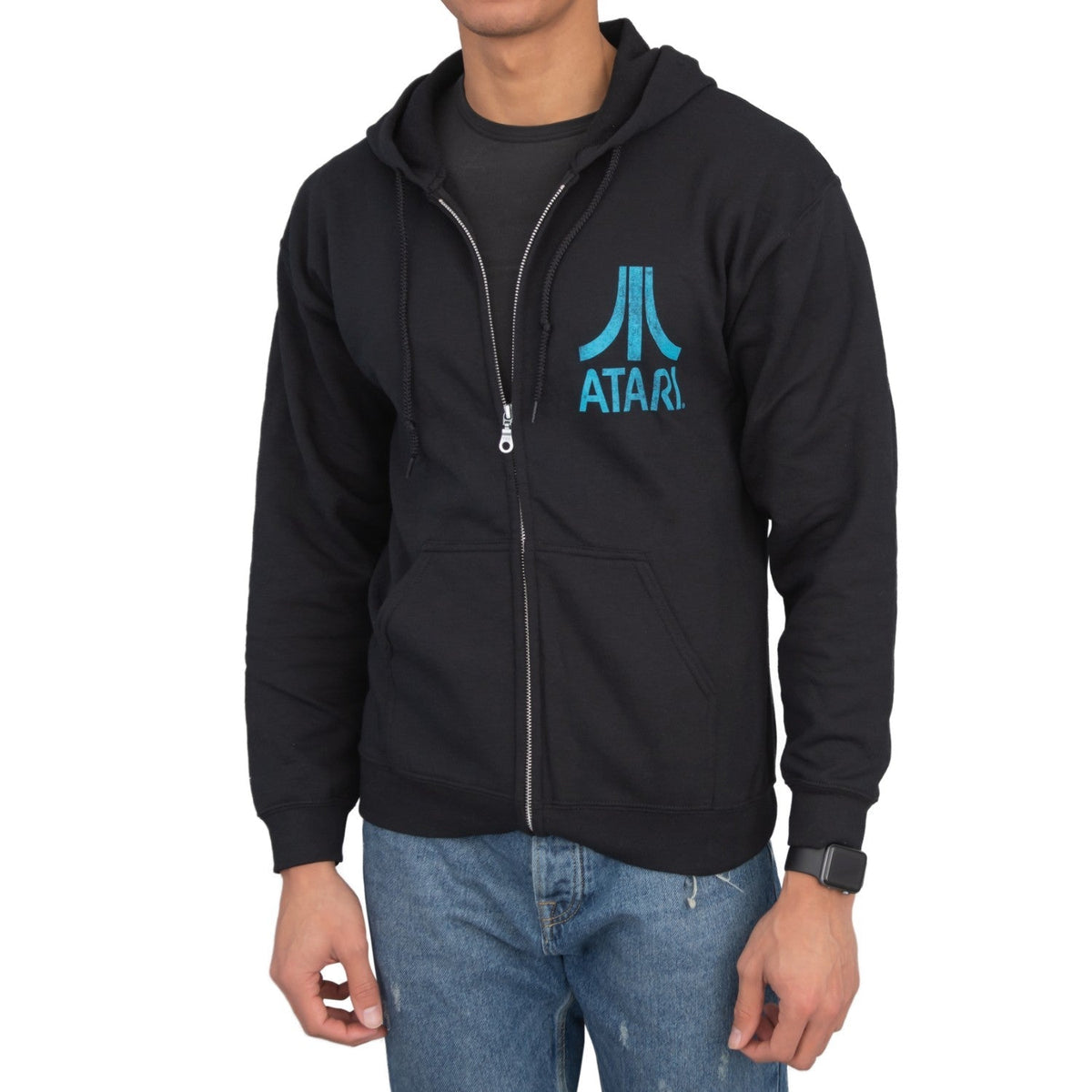 Atari Adult Unisex Back & Chest Square Logo Zip Up Hoodie