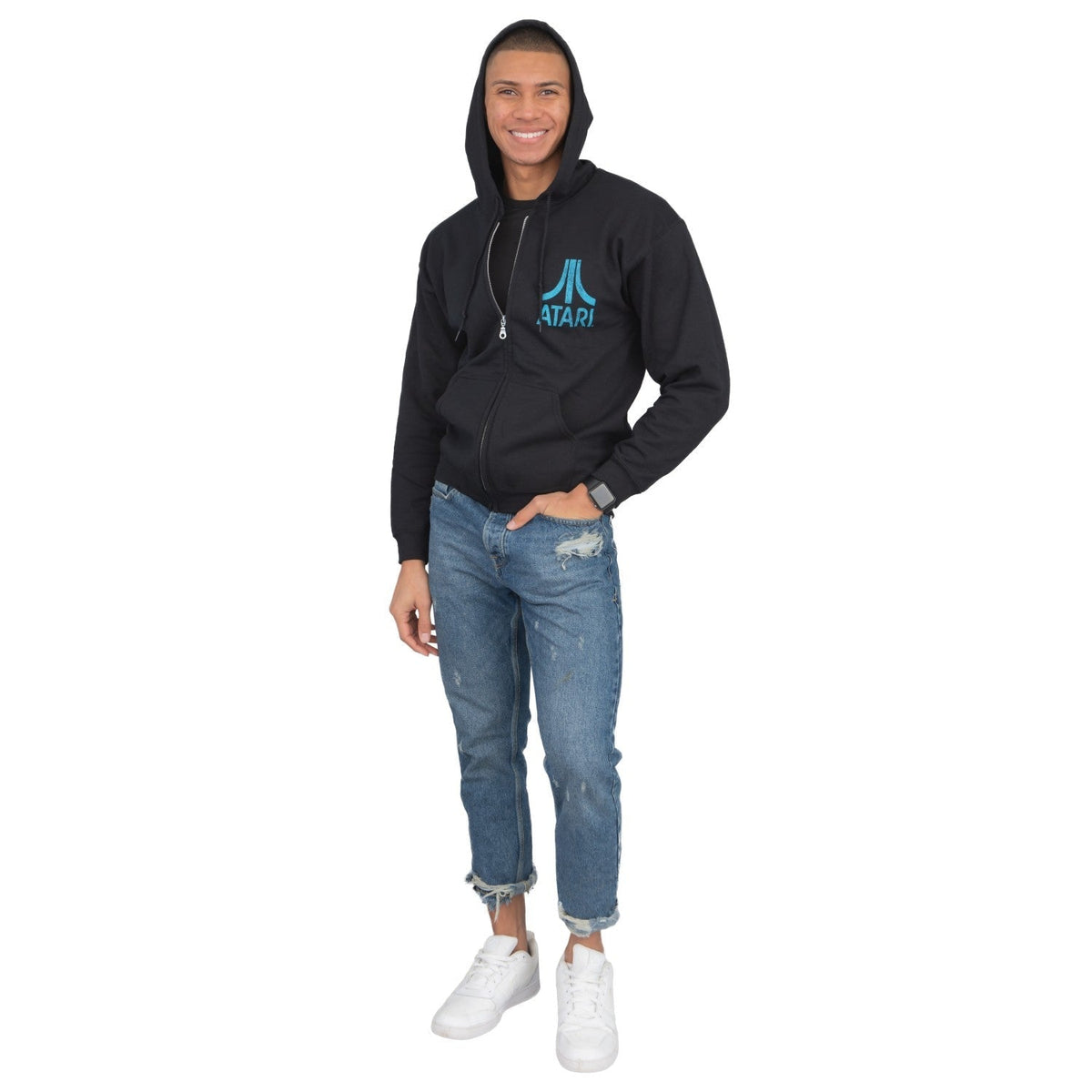 Atari Adult Unisex Back & Chest Square Logo Zip Up Hoodie