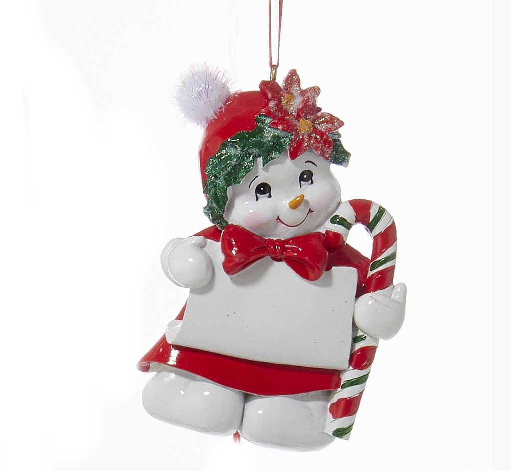 Snow Kid Ornament - Girl - Floral Hat