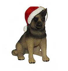 Dog in a Santa Hat Ornament - German Shepherd