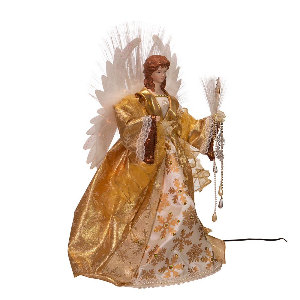 Fiber-Optic Gold Angel Treetop - 18 Inch