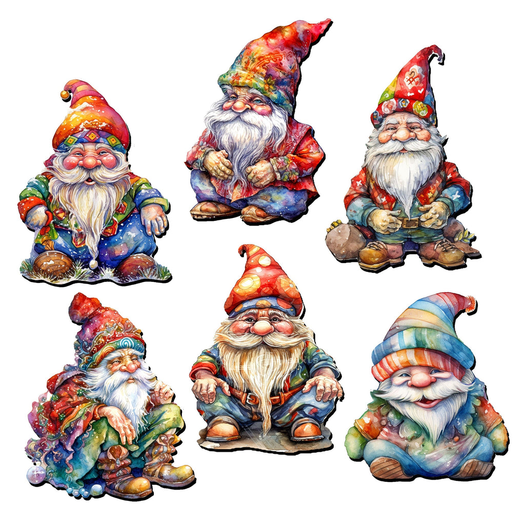Christmas Gnomes Eco Wood Magnets Set of 6 by G. Debrekht - Christmas Decor - 8090031G-S6