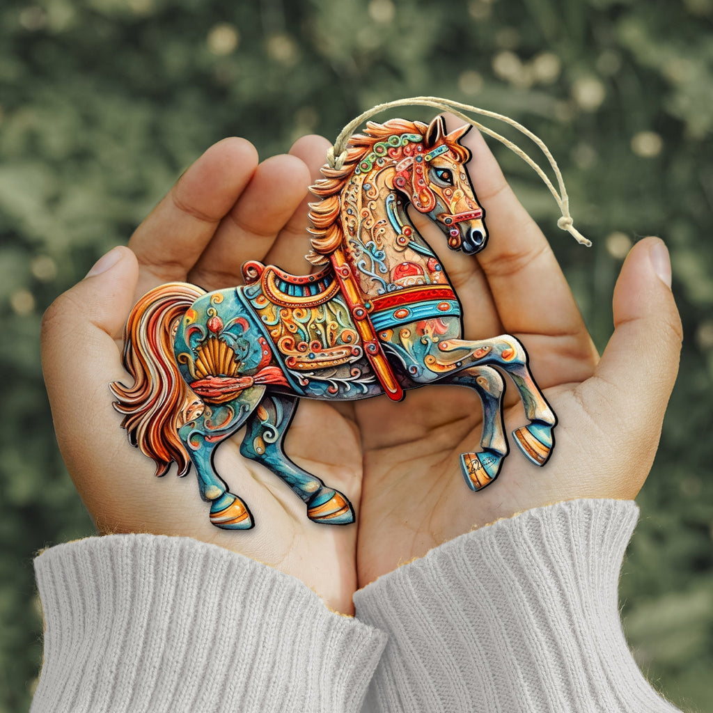 Carousel Horse Wooden Ornaments by G. Debrekht - Christmas Decor - 8100193-2